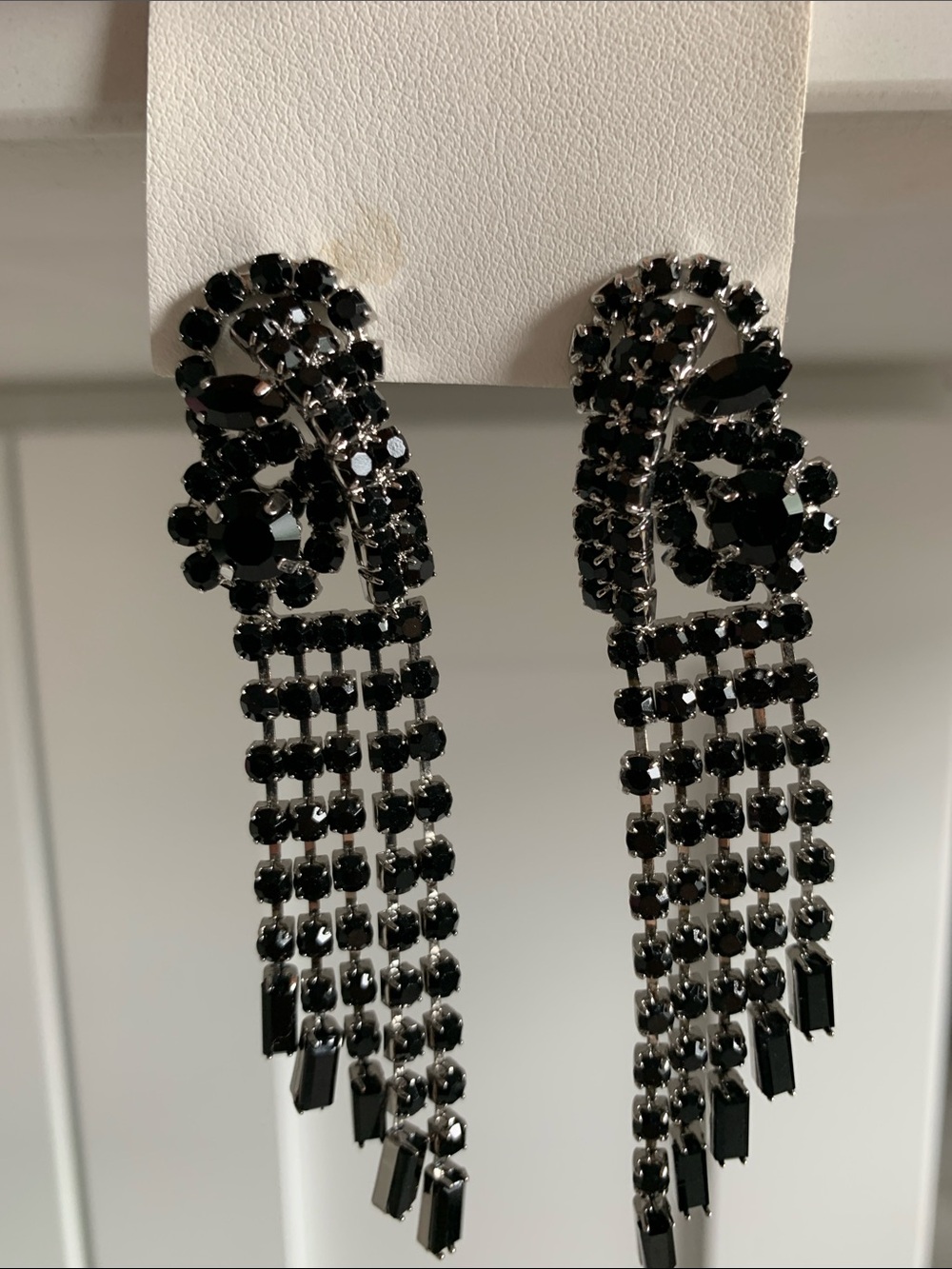 Free People Black Cascade Crystal Fringe Earrings - Picture 4 of 6